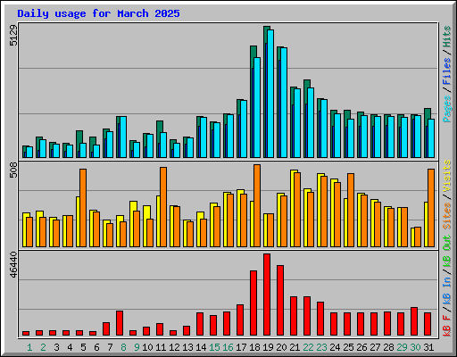Daily usage for March 2025