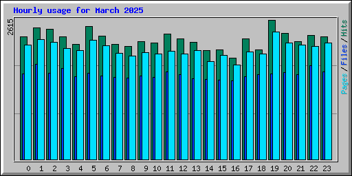 Hourly usage for March 2025